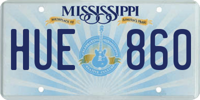 MS license plate HUE860