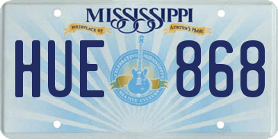 MS license plate HUE868