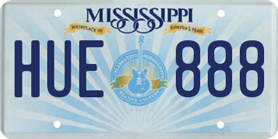 MS license plate HUE888