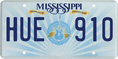 MS license plate HUE910