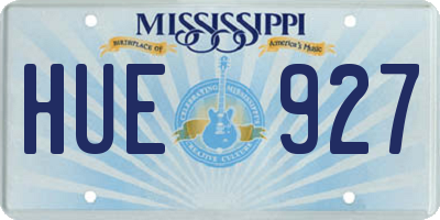 MS license plate HUE927