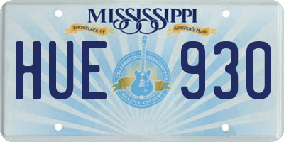 MS license plate HUE930