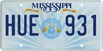 MS license plate HUE931