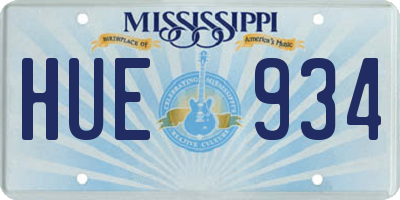 MS license plate HUE934