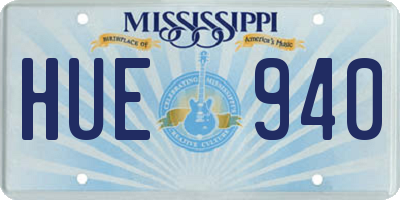 MS license plate HUE940