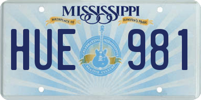 MS license plate HUE981