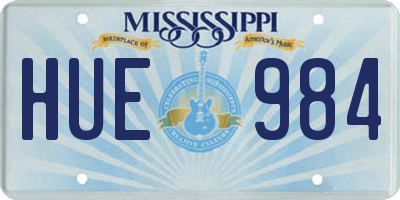 MS license plate HUE984