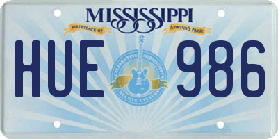MS license plate HUE986