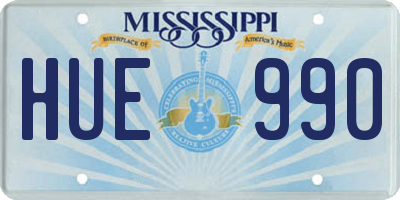 MS license plate HUE990