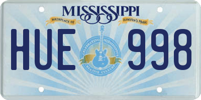 MS license plate HUE998