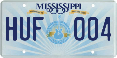 MS license plate HUF004