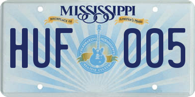 MS license plate HUF005