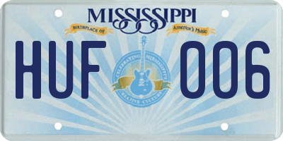MS license plate HUF006