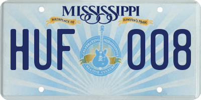 MS license plate HUF008