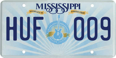 MS license plate HUF009