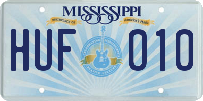 MS license plate HUF010