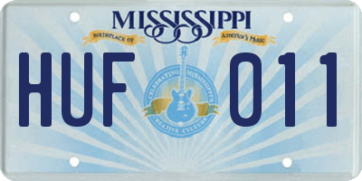 MS license plate HUF011