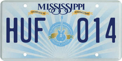 MS license plate HUF014