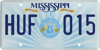 MS license plate HUF015