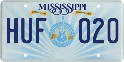 MS license plate HUF020
