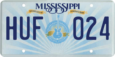 MS license plate HUF024
