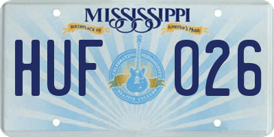 MS license plate HUF026