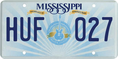 MS license plate HUF027