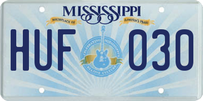 MS license plate HUF030