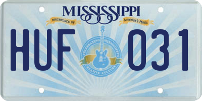 MS license plate HUF031