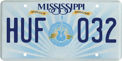 MS license plate HUF032