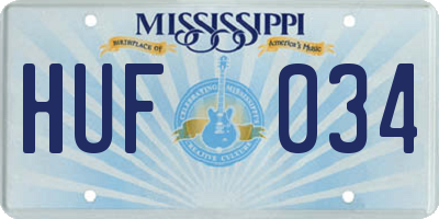 MS license plate HUF034