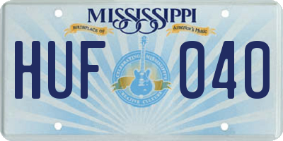 MS license plate HUF040