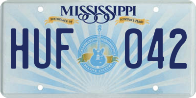 MS license plate HUF042