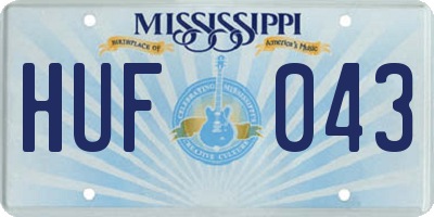 MS license plate HUF043