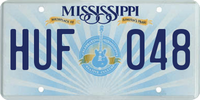 MS license plate HUF048