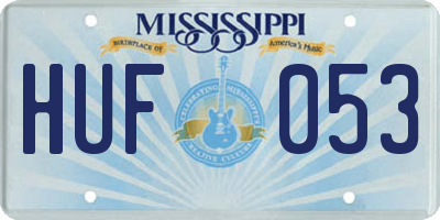 MS license plate HUF053