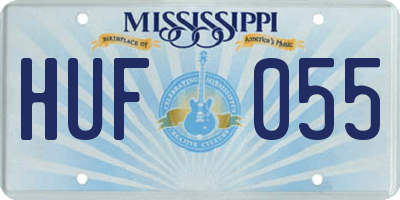 MS license plate HUF055