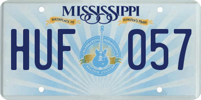 MS license plate HUF057