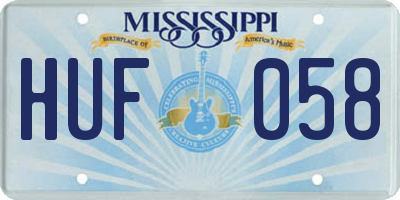 MS license plate HUF058
