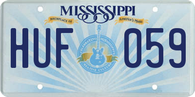 MS license plate HUF059