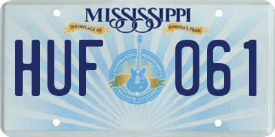 MS license plate HUF061