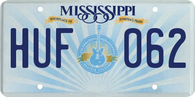 MS license plate HUF062