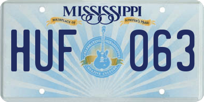 MS license plate HUF063
