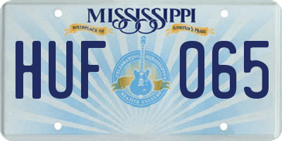 MS license plate HUF065