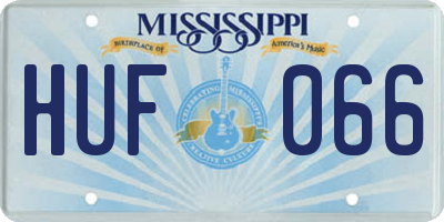 MS license plate HUF066