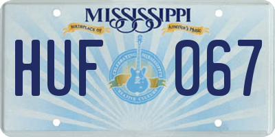 MS license plate HUF067