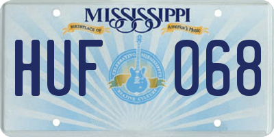 MS license plate HUF068