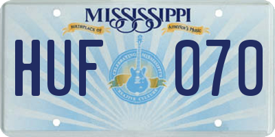 MS license plate HUF070