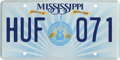MS license plate HUF071