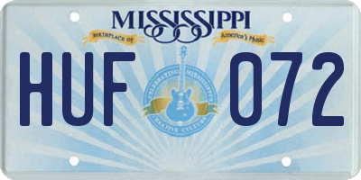 MS license plate HUF072
